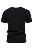 Black Cotton Crewneck Short Sleeves Men's Polo Short