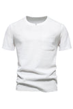 White Knit Cotton Crewneck Short Sleeves Men's Shirt