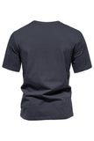 Black Cotton Short Sleeves Crewneck Men's Shirt