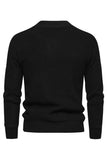 White Jacquard Round Neck Men's Knit Sweater