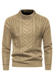 White Jacquard Round Neck Men's Knit Sweater