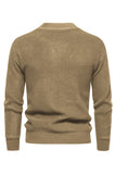 White Jacquard Round Neck Men's Knit Sweater