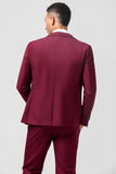 Burgundy 3 Pieces Peak Lapel Men's Formal Suits