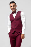 Burgundy 3 Pieces Peak Lapel Men's Formal Suits