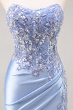 Sparkly Dark Green Strapless Mermaid Long Formal Dress with Slit