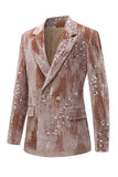 Sparkly Dusty Rose Velvet Notched Lapel Sequins 2 Pieces Women Suits