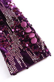 Sparkly Purple Shawl Lapel Sequins Women Formal Blazer