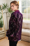 Sparkly Purple Shawl Lapel Sequins Women Formal Blazer