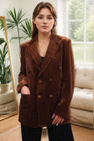 Coffee Dots Velvet Peak Lapel Women Double Breasted Blazer