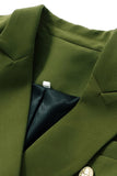 Army Green Peak Lapel Midi Women's Blazer