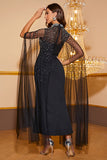 Glitter Black Beading Mermaid Long Formal Dress