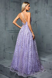 Light Purple A Line Spaghetti Straps Tulle Formal Dress