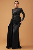 Black Sparkly A Line Halter Long Formal Dress with Beading