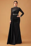 Black Sparkly A Line Halter Long Formal Dress with Beading