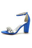 Royal Blue Rhinestone Ankle Straps Prom Sandals