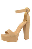 Kahki Chunky High Heel Sandals