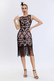 Black Sequined Bodycon 1920s Dress with Fringes