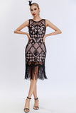 Black Sequined Bodycon 1920s Dress with Fringes