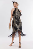 Champagne Halter 1920s Dress with Sequins