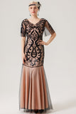 Black Pink Long Tulle 1920s Dress