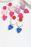 Fashionable Fuchsia Heart-shaped Braided Earrings