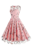 Apricot Elegant Floral Embroidered Sleeveless Midi Vintage Dress