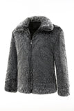 Dark Grey Faux Fur Turn Collar Short Men Coat