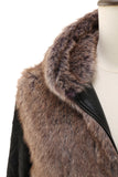 Fluffy Brown Faux Fur Short Men's Coat with Hood