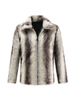 White Printed Lapel Fitted Men's Faux Fur Coat