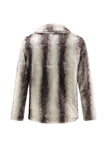 White Printed Lapel Fitted Men's Faux Fur Coat