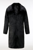 Fluffy Black Men Faux Fur Coat with Pockets