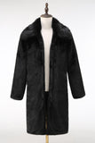 Fluffy Black Men Faux Fur Coat with Pockets