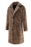 Fluffy Coffee Long Men Faux Fur Coat with Pockets