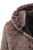 Khaki Men's Winter Faux Fur Coat Hooded