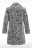 Men's Winter White Black Faux Fur Coat Button Mid-Length Leopard Print