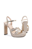 Women High Heel Sandals Open-Toe Blush Sequins Thick Heel Pumps