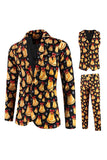 Orange Fitted Christmas 3-Piece Men's Party Suit