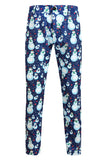 Light Blue 3-Pieces Snowman Printed Men's Christmas Party Suits