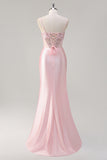 Sparkly Mermaid Pink Long Sequin Formal Dress with Slit