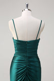 Sparkly Dark Green Mermaid Spaghetti Straps Formal Dress