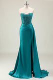 Green Sheath Sweetheart Corset Beaded Long Formal Dress with Appliqued Lace