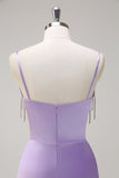 Lilac Mermaid Spaghetti Straps Ruched Corset Long Formal Dress With Beading