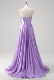 Purple A Line Sweetheart Corset Long Formal Dress