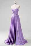 Purple A Line Sweetheart Corset Long Formal Dress