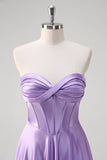 Purple A Line Sweetheart Corset Long Formal Dress