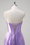 Purple A Line Sweetheart Corset Long Formal Dress