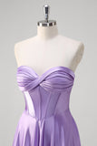 Purple A Line Sweetheart Corset Long Formal Dress