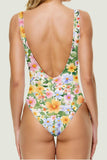 Purple Floral Printed One Piece Slimming Swimsuits