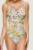 Purple Floral Printed One Piece Slimming Swimsuits