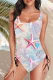 White Floral Printed One Piece Swimwear